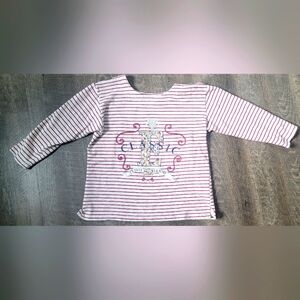 Vintage 90's Sweatshirt Girls M (10) Grey-Tan & Burgundy Striped Screen Print